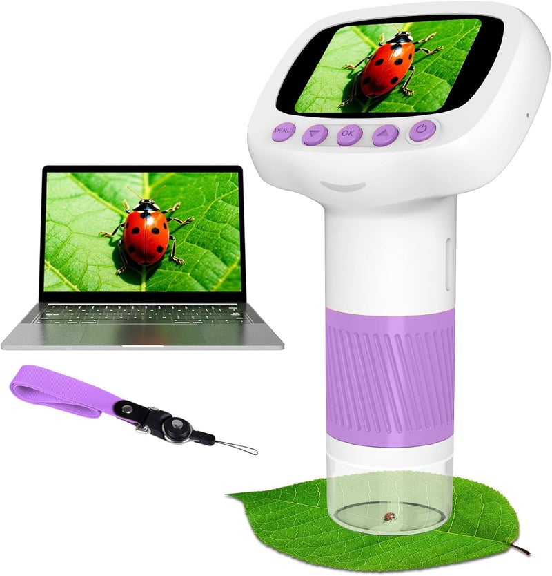 Cobest Pocket Kids Microscope for Over 3 Years Old, 1000X Handheld Microscope for Kids w/2''IPS Digital, Photo Video Mini Portable Microscopes, Science Edu Digiscope, Idea for Kids - Image 1